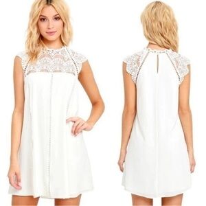 Lulu's White ivory Hey Doll Lace Mini Dress XL